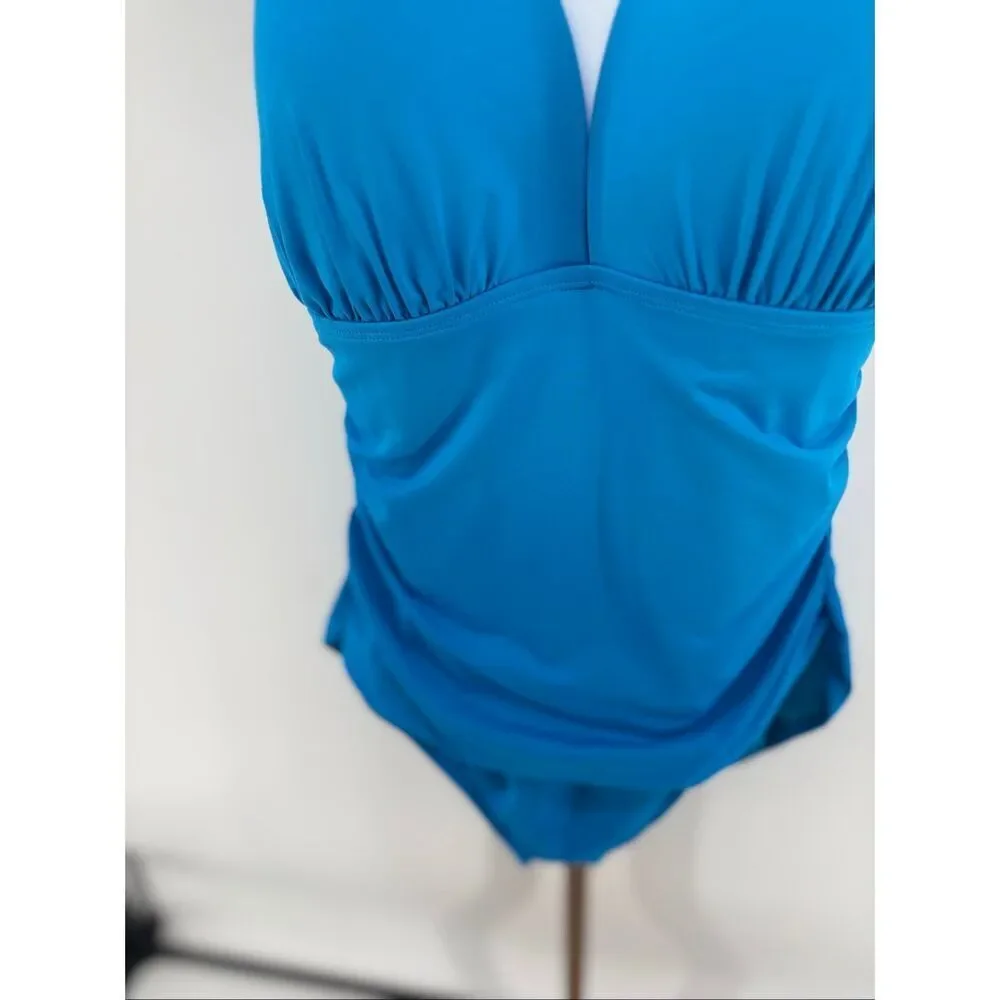 Lauren Ralph Lauren One-Piece Swimsuit Halter Blue Size 14